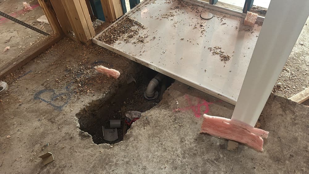 Fill up slab under shower tray, recorded during a slab pre-pour inspection in Beveridge